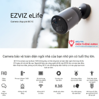 Camera EZVIZ BC1C 2MP (Dùng PIN, Wifi 2MP ngoài trời, loa + mic, đêm có màu, báo động)